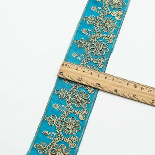 1 Yards Blumenstickerei-Spitzenbesatz, Pailletten, ethnisches Band, DIY-Nähzubehör für Kleidung, Kleider, Designerstoff, 30-1 Yard von SHHEG