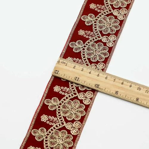 1 Yards Blumenstickerei-Spitzenbesatz, Pailletten, ethnisches Band, DIY-Nähzubehör für Kleidung, Kleider, Designerstoff, 32-1 Yard von SHHEG
