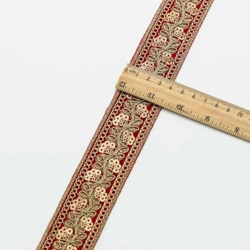 1 Yards Blumenstickerei-Spitzenbesatz, Pailletten, ethnisches Band, DIY-Nähzubehör für Kleidung, Kleider, Designerstoff, 35-1 Yard 1 Yards Blumenstickerei-Spitzenbesatz, Pailletten, ethnisches Band, DIY-Nähzubehör für Kleidung, Kleider, Designerstoff, 35-1 Yard von SHHEG