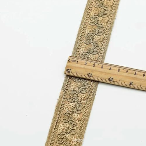 1 Yards Blumenstickerei-Spitzenbesatz, Pailletten, ethnisches Band, DIY-Nähzubehör für Kleidung, Kleider, Designerstoff, 36-1 Yard von SHHEG