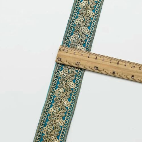 1 Yards Blumenstickerei-Spitzenbesatz, Pailletten, ethnisches Band, DIY-Nähzubehör für Kleidung, Kleider, Designerstoff, 38-1 Yard von SHHEG