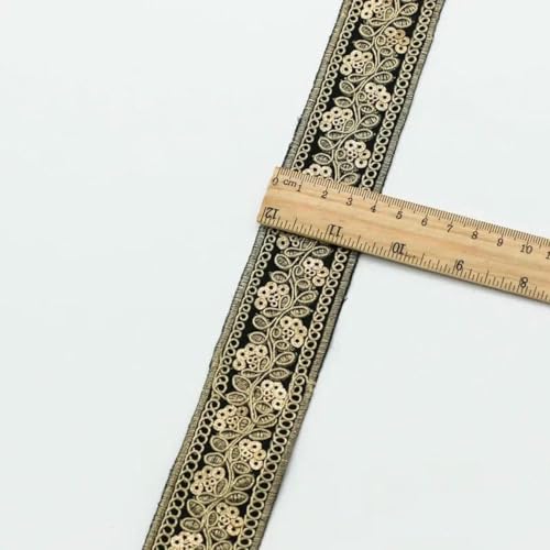 1 Yards Blumenstickerei-Spitzenbesatz, Pailletten, ethnisches Band, DIY-Nähzubehör für Kleidung, Kleider, Designerstoff, 39-1 Yard von SHHEG