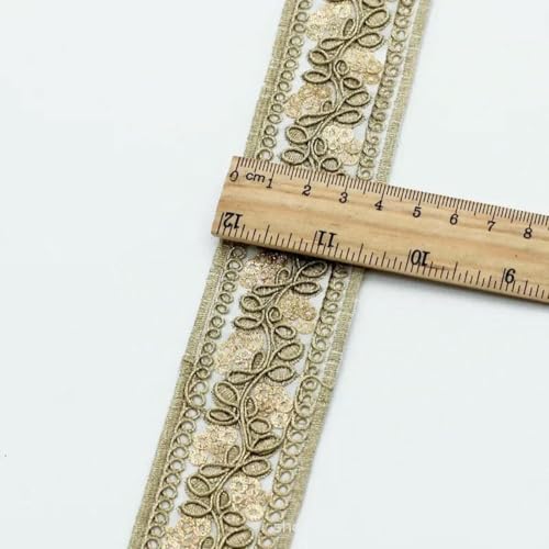 1 Yards Blumenstickerei-Spitzenbesatz, Pailletten, ethnisches Band, DIY-Nähzubehör für Kleidung, Kleider, Designerstoff, 40-1 Yard von SHHEG