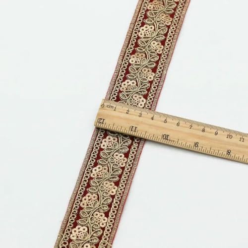 1 Yards Blumenstickerei-Spitzenbesatz, Pailletten, ethnisches Band, DIY-Nähzubehör für Kleidung, Kleider, Designerstoff, 41-1 Yard 1 Yards Blumenstickerei-Spitzenbesatz, Pailletten, ethnisches Band, DIY-Nähzubehör für Kleidung, Kleider, Designerstoff, 41-1 Yard von SHHEG