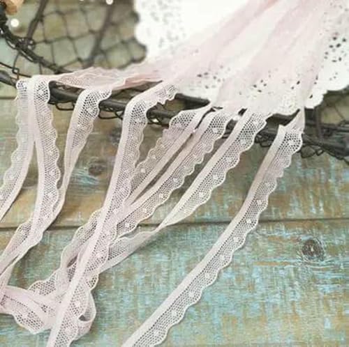 10 Meter elastisches Spitzenband, elfenbeinfarben, rosa, dehnbarer Spitzenbesatz, DIY-Unterwäsche, BH-Material, Zubehör-pink-10 Meter von SHHEG