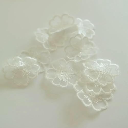 10 Stück/Los 3 cm Blumenstickerei Patches für Kleidung DIY gestickte Applikationen für Brautkleider Dekoration-weiß von SHHEG
