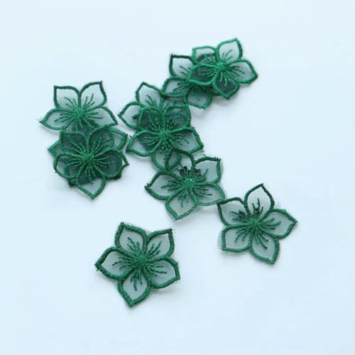 10 Stück Feen-Organza-Blumen-Patches für Kleidung, Stickerei, Blumen-Patches für Taschen, dekorative Applikation, Nähhandwerk, 10 Stück grün von SHHEG