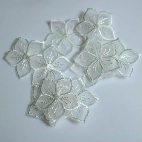 10 Stück Feen-Organza-Blumen-Patches für Kleidung, Stickerei, Blumen-Patches für Taschen, dekorative Applikation, Nähhandwerk, 10 Stück weiß 10 Stück Feen-Organza-Blumen-Patches für Kleidung, Stickerei, Blumen-Patches für Taschen, dekorative Applikation, Nähhandwerk, 10 Stück weiß von SHHEG