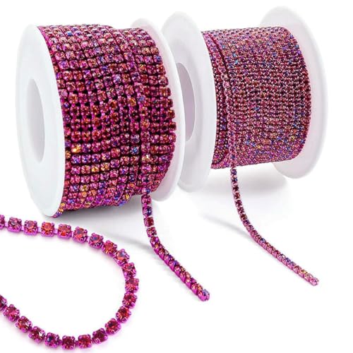 10 Yard/Rolle Strassbesatz, Cup-Kette, Gold, Diamant-Strass, dekorative Applikation, Kristallbesatz für Kleider, Fuchsia, Vulkan, SS12 – 10 Yards 10 Yard/Rolle Strassbesatz, Cup-Kette, Gold, Diamant-Strass, dekorative Applikation, Kristallbesatz für Kleider, Fuchsia, Vulkan, SS12 – 10 Yards von SHHEG