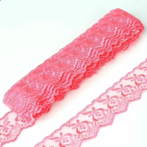 10 Yards 40 mm breites mehrfarbiges Stickerei-Spitzenband, Stoffbesatz, DIY-Halsband, Kleidung, Hochzeitskleid, Partydekor, Nähzubehör-Dunkelrosa-40 mm breit-10 Meter von SHHEG