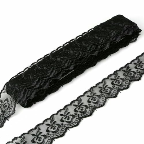 10 Yards 40 mm breites mehrfarbiges Stickerei-Spitzenband, Stoffbesatz, DIY-Halsband, Kleidung, Hochzeitskleid, Partydekor, Nähzubehör-Schwarz-40 mm breit-10 Meter von SHHEG