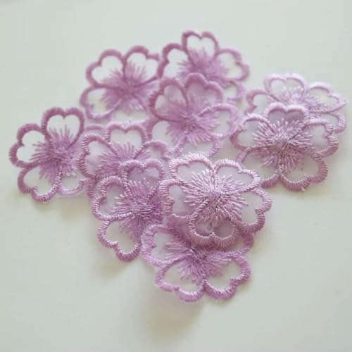 10 teil/los 3 cm blume stickerei patches für kleidung DIY gestickte applikationen für brautkleider dekoration-lila von SHHEG
