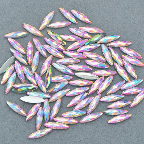 100 Stück 4 x 15 mm Crystal AB Nagel-Strasssteine, flache Rückseite, Strass, Kristall, Pferdeauge, Harzstein, Applikation, Gesicht, Nagelkunst-Dekoration, Crys 100 Stück 4 x 15 mm Crystal AB Nagel-Strasssteine, flache Rückseite, Strass, Kristall, Pferdeauge, Harzstein, Applikation, Gesicht, Nagelkunst-Dekoration, Crys von SHHEG
