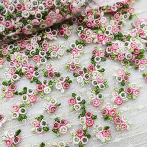100 Stück Nähdekoration Blume Rosa Spitzenband Applikation Netzbesatz zum Aufnähen Guipure-Spitzenstoff Hochzeitsbedarf 17mm-100 Stück von SHHEG