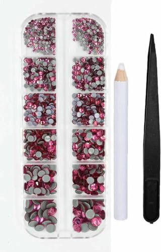 12 Raster, 1000 Stück, verschiedene Größen, Hotfix-Strassstein-Set, flache Rückseite, Kristallglas, Strass zum Aufkleben auf Strasssteine zum Tragen von Kleidungsstücken, von SHHEG