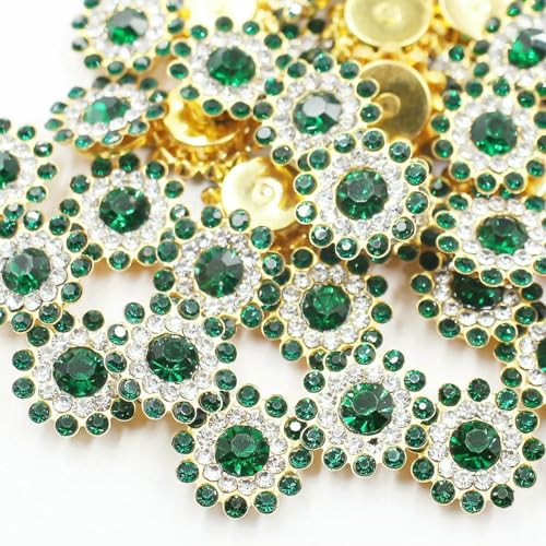 14,0 mm Blumen-Krallen-Strasssteine, goldfarben, flache Rückseite, glänzende Kristalle, Glasperlen, Besatz zum Aufnähen von Strasssteinen für Kleidung, Dekorationssteine, Edelsteine, Smaragdgrün, 5 14,0 mm Blumen-Krallen-Strasssteine, goldfarben, flache Rückseite, glänzende Kristalle, Glasperlen, Besatz zum Aufnähen von Strasssteinen für Kleidung, Dekorationssteine, Edelsteine, Smaragdgrün, 5 von SHHEG