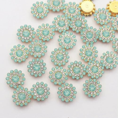 14,0 mm Blumen-Krallen-Strasssteine, goldfarben, flache Rückseite, glänzende Kristalle, Glasperlen, Besatz zum Aufnähen von Strasssteinen für Kleidung, Dekorationssteine, Edelsteine, Proteingrün, 5 14,0 mm Blumen-Krallen-Strasssteine, goldfarben, flache Rückseite, glänzende Kristalle, Glasperlen, Besatz zum Aufnähen von Strasssteinen für Kleidung, Dekorationssteine, Edelsteine, Proteingrün, 5 von SHHEG