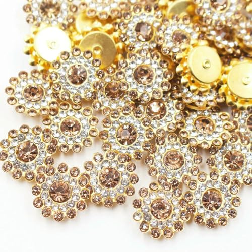 14,0 mm Blumen-Krallen-Strasssteine, goldfarben, flache Rückseite, glänzende Kristalle, Glasperlen, Besatz zum Aufnähen von Strasssteinen für Kleidung, Dekorationssteine, Edelsteine, Helles Topas, 14,0 mm Blumen-Krallen-Strasssteine, goldfarben, flache Rückseite, glänzende Kristalle, Glasperlen, Besatz zum Aufnähen von Strasssteinen für Kleidung, Dekorationssteine, Edelsteine, Helles Topas, von SHHEG
