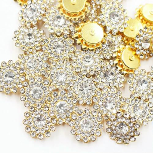 14,0 mm Blumen-Krallen-Strasssteine, goldfarben, flache Rückseite, glänzende Kristalle, Glasperlen, Besatz zum Aufnähen von Strasssteinen für Kleidung, Dekorationssteine, Edelsteine, Kristall, 50 S 14,0 mm Blumen-Krallen-Strasssteine, goldfarben, flache Rückseite, glänzende Kristalle, Glasperlen, Besatz zum Aufnähen von Strasssteinen für Kleidung, Dekorationssteine, Edelsteine, Kristall, 50 S von SHHEG