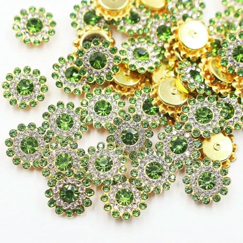 14,0 mm Blumen-Krallen-Strasssteine, goldfarben, flache Rückseite, glänzende Kristalle, Glasperlen, Besatz zum Aufnähen von Strasssteinen für Kleidung, Dekorationssteine, Edelsteine, Peridot, 50 St 14,0 mm Blumen-Krallen-Strasssteine, goldfarben, flache Rückseite, glänzende Kristalle, Glasperlen, Besatz zum Aufnähen von Strasssteinen für Kleidung, Dekorationssteine, Edelsteine, Peridot, 50 St von SHHEG
