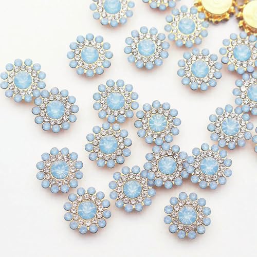 14,0 mm Blumen-Krallen-Strasssteine, goldfarben, flache Rückseite, glänzende Kristalle, Glasperlen, Besatz zum Aufnähen von Strasssteinen für Kleidung, Dekorationssteine, Edelsteine, Proteinblau, 3 14,0 mm Blumen-Krallen-Strasssteine, goldfarben, flache Rückseite, glänzende Kristalle, Glasperlen, Besatz zum Aufnähen von Strasssteinen für Kleidung, Dekorationssteine, Edelsteine, Proteinblau, 3 von SHHEG