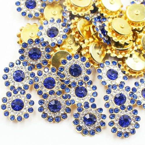 14,0 mm Blumen-Krallen-Strasssteine, goldfarben, flache Rückseite, glänzende Kristalle, Glasperlen, Besatz zum Aufnähen von Strasssteinen für Kleidung, Dekorationssteine, Edelsteine, Saphir, 30 Stü 14,0 mm Blumen-Krallen-Strasssteine, goldfarben, flache Rückseite, glänzende Kristalle, Glasperlen, Besatz zum Aufnähen von Strasssteinen für Kleidung, Dekorationssteine, Edelsteine, Saphir, 30 Stü von SHHEG