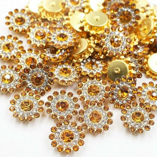 14,0 mm Blumen-Krallen-Strasssteine, goldfarben, flache Rückseite, glänzende Kristalle, Glasperlen, Besatz zum Aufnähen von Strasssteinen für Kleidung, Dekorationssteine, Edelsteine, Topas, 30 Stüc 14,0 mm Blumen-Krallen-Strasssteine, goldfarben, flache Rückseite, glänzende Kristalle, Glasperlen, Besatz zum Aufnähen von Strasssteinen für Kleidung, Dekorationssteine, Edelsteine, Topas, 30 Stüc von SHHEG