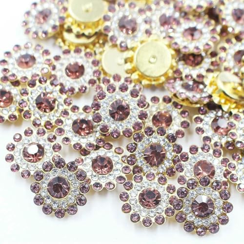 14,0 mm Blumen-Krallen-Strasssteine, goldfarben, flache Rückseite, glänzende Kristalle, Glasperlen, Besatz zum Aufnähen von Strasssteinen für Kleidung, Dekorationssteine, Edelsteine, heller Amethys 14,0 mm Blumen-Krallen-Strasssteine, goldfarben, flache Rückseite, glänzende Kristalle, Glasperlen, Besatz zum Aufnähen von Strasssteinen für Kleidung, Dekorationssteine, Edelsteine, heller Amethys von SHHEG