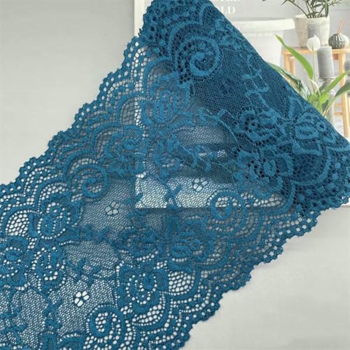2 Meter buntes, elastisches, dehnbares Spitzenband, hohles Blumenstickereimaterial, sexy Unterwäsche, Dessous, Höschen, Rocksaumstoff – KongQue Grün – 15 cm breit von SHHEG