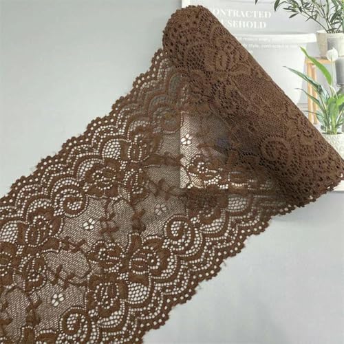 2 Meter buntes, elastisches, dehnbares Spitzenband mit hohler Blumenstickerei, Material für sexy Unterwäsche, Dessous, Höschen, Rocksaum, Stoff, Braun, 15 cm breit 2 Meter buntes, elastisches, dehnbares Spitzenband mit hohler Blumenstickerei, Material für sexy Unterwäsche, Dessous, Höschen, Rocksaum, Stoff, Braun, 15 cm breit von SHHEG