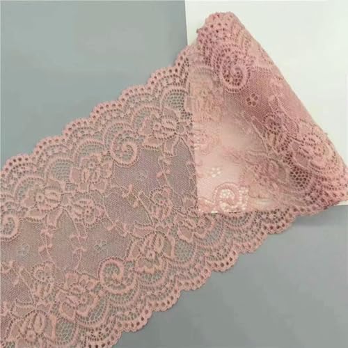 2 Meter buntes, elastisches, dehnbares Spitzenband mit hohler Blumenstickerei, Material für sexy Unterwäsche, Dessous, Höschen, Rocksaum, Stoff – Xiang Pi Pink – 15 cm breit von SHHEG