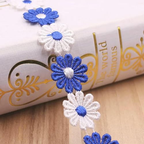 2 Yard Blumen-Spitzenbesatz, besticktes Blumenband, Stoff, Hochzeit, DIY-Kleid, Nähzubehör, Material, Zubehör, mehrfarbig, blau, 2 Yard 2 Yard Blumen-Spitzenbesatz, besticktes Blumenband, Stoff, Hochzeit, DIY-Kleid, Nähzubehör, Material, Zubehör, mehrfarbig, blau, 2 Yard von SHHEG