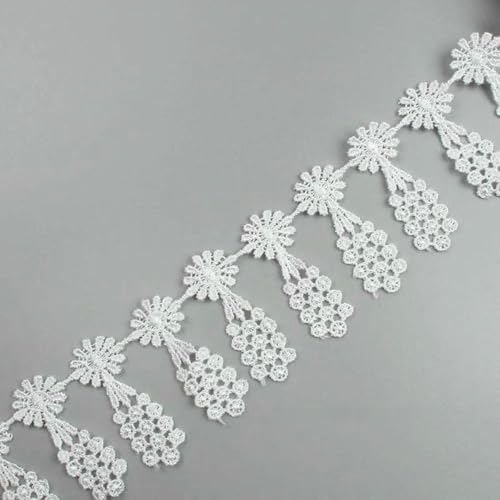 2 Yards/Lot Lösliches weißes handgemachtes Spitzenband bestickt Schleife Quaste Spitzenbesatz für Kleidung Kleid Vorhang Sofa Tischdekoration-1 von SHHEG