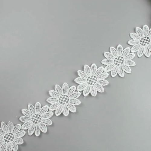 2 Yards/Lot Lösliches weißes handgemachtes Spitzenband bestickt Schleife Quaste Spitzenbesatz für Kleidung Kleid Vorhang Sofa Tischdekoration-7 von SHHEG
