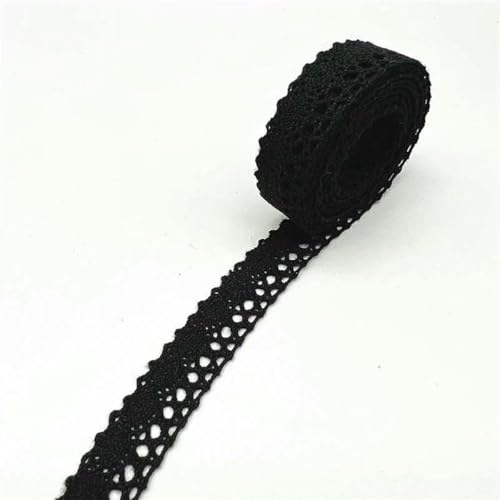 2 Yards/Lot Schwarzes Baumwollspitzenband zum Nähen von Bekleidungsstoffen, Baumwollhäkelspitze, Stoffband, handgefertigte Accessoires-17 2 Yards/Lot Schwarzes Baumwollspitzenband zum Nähen von Bekleidungsstoffen, Baumwollhäkelspitze, Stoffband, handgefertigte Accessoires-17 von SHHEG