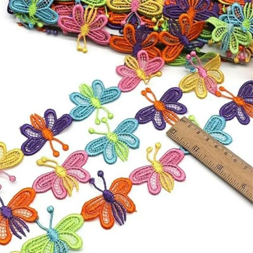 2 cm Polyester bestickte Blumen-Spitzenbesatz Hochzeit DIY Spitzenband Liebe handgemachtes Nähzubehör Zubehör Basteln-4,5 cm Schmetterling von SHHEG