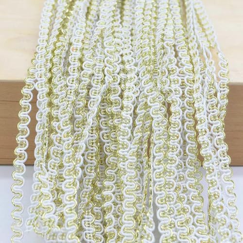 24,0 m S-förmiges Spitzenbesatzband, Gold-Silber-Pailletten, Polyester-Nylon, geflochtener Spitzenbesatz, DIY-Bekleidung, Nähzubehör für Zuhause, B02 Weißgold, Sonstiges von SHHEG