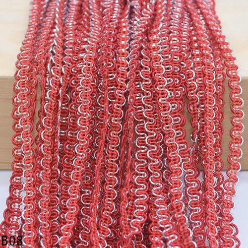 24,0 m S-förmiges Spitzenbesatzband, Gold-Silber-Pailletten, Polyester-Nylon, geflochtener Spitzenbesatz, DIY-Bekleidung, Nähzubehör für Zuhause, B08 Rot-Silber-Sonstiges von SHHEG