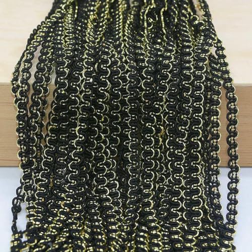 24,0 m S-förmiges Spitzenbesatzband, Gold-Silber-Pailletten, Polyester-Nylon, geflochtener Spitzenbesatz, DIY-Bekleidung, Nähzubehör für Zuhause, B15 Schwarzgold, Sonstiges von SHHEG