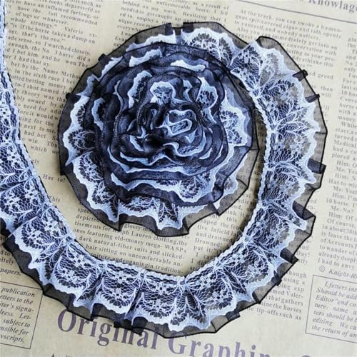 25 mm breiter, 2-lagiger Plisseebesatz, Organza-Spitzenband, Kragen, Nähzubehör, Basteln, Puppenkleidung, Hochzeitskleid, Dekorationszubehör, Schwarz, 4,5 m 25 mm breiter, 2-lagiger Plisseebesatz, Organza-Spitzenband, Kragen, Nähzubehör, Basteln, Puppenkleidung, Hochzeitskleid, Dekorationszubehör, Schwarz, 4,5 m von SHHEG