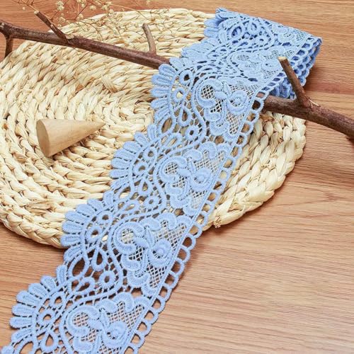 3 Meter Spitzenband mit Blumenstickerei, DIY-Bekleidung, Nähstoff, 10 cm, handgefertigtes Bastelmaterial, ausgehöhltes wasserlösliches Klebeband, Wu-Blau, 3 Meter Länge von SHHEG