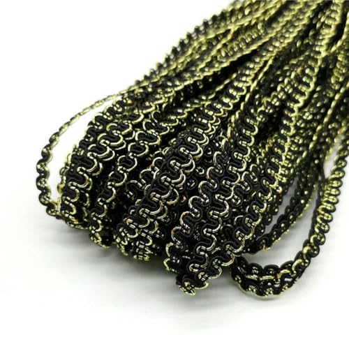 4,5 m, 6 mm, Gold/Silber, gewelltes Spitzenband, Bühnenkostüm, handgefertigte Borten, Hochzeits- und Partyzubehör, Gold/Schwarz 4,5 m, 6 mm, Gold/Silber, gewelltes Spitzenband, Bühnenkostüm, handgefertigte Borten, Hochzeits- und Partyzubehör, Gold/Schwarz von SHHEG
