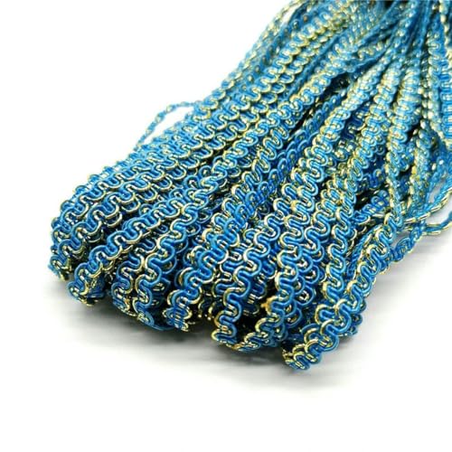 4,5 m, 6 mm, Gold/Silber, gewelltes Spitzenband, Bühnenkostüm, handgefertigte Borten, Hochzeits- und Partyzubehör, Gold-Seeblau von SHHEG
