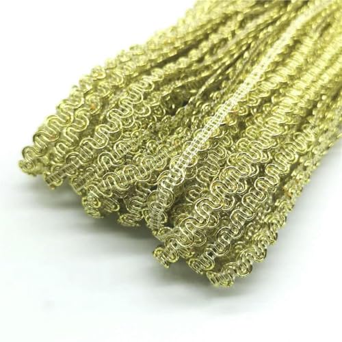 4,5 m, 6 mm, Gold/Silber, gewelltes Spitzenband, Bühnenkostüm, handgefertigte Borten, Hochzeits- und Partyzubehör, Hellgold 4,5 m, 6 mm, Gold/Silber, gewelltes Spitzenband, Bühnenkostüm, handgefertigte Borten, Hochzeits- und Partyzubehör, Hellgold von SHHEG