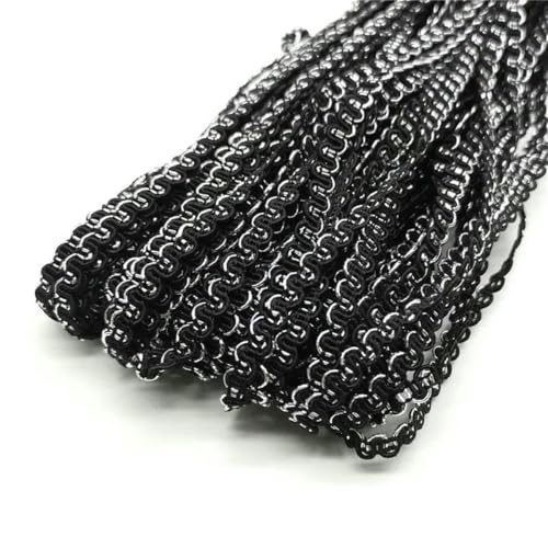 4,5 m, 6 mm, Gold/Silber, gewelltes Spitzenband, für Bühnenauftritte, Kleider, Kostüme, handgefertigte Borten, Hochzeits- und Partyzubehör, Silber-Schwarz 4,5 m, 6 mm, Gold/Silber, gewelltes Spitzenband, für Bühnenauftritte, Kleider, Kostüme, handgefertigte Borten, Hochzeits- und Partyzubehör, Silber-Schwarz von SHHEG