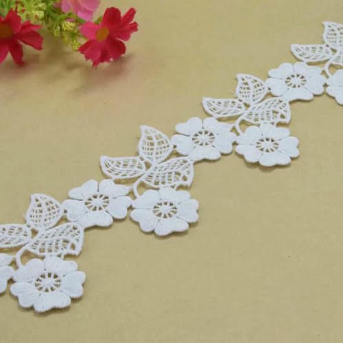 5,5 cm weiße Polyester-Stickspitze, französisches Spitzenband, Stoff, Guipure, DIY-Besätze, Kettenwirkerei, Nähzubehör #3706-weiß-1 Yard ist 92 cm von SHHEG
