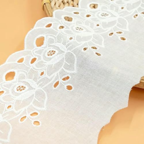 5 Yard/Lot Baumwolltuch Rosenstickerei Durchbrochene Spitzenbesatz DIY Kleiden Kleid Kragen Nähen Stoff Zubehör Breite 13CM-B 14CM-14,5 Yards von SHHEG