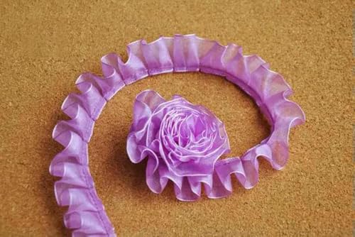 5 Yards/Los, 2,5 cm Breite, Nähzubehör, Guipure-Rüschen-Spitzenband, besticktes Garn, Spitzenbesatz, DIY, lila von SHHEG