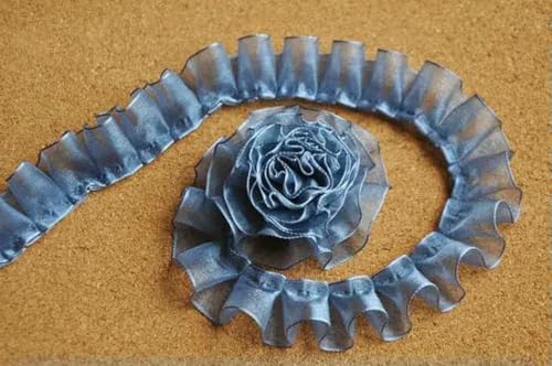 5 Yards/Los, 2,5 cm Breite, Nähzubehör, Guipure-Spitzenband mit Rüschen, besticktes Garn, Spitzenbesatz, DIY-Grau von SHHEG