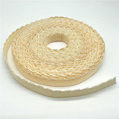5 Yards 10 mm elastisches Spitzenband, halbmondförmiger Rand, Spandexband zum Nähen von Spitzenbesatz, DIY-Stirnband, Unterwäsche, Dessous-Accessoire, Creme, 2 Yards von SHHEG